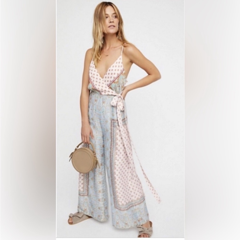 Elegant Blue and Pink Women's Jumpsuit